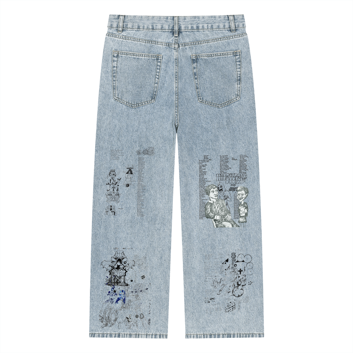 Vintage Wash Straight Leg Jeans