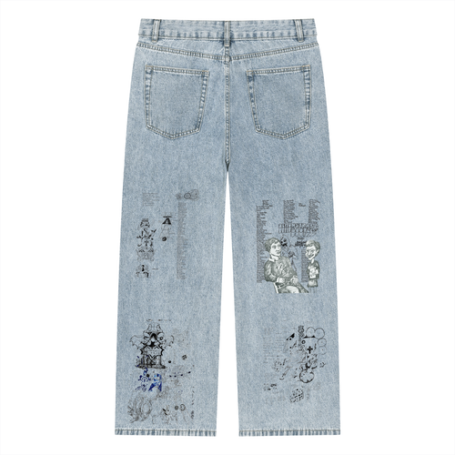 Vintage Wash Straight Leg Jeans